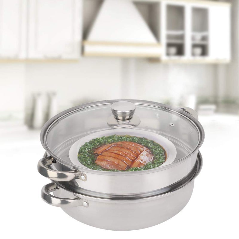 Simlug 2-Layer Stainless Steel Steamer, 27cm/11in, Silver - Image 2